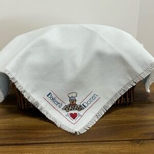 Cross Stitch Baker’s Dozen Bread Basket Linen Liner Cover Country Completed VGC